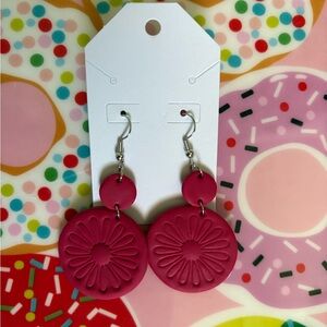NWT Pink Floral Dangle Earrings